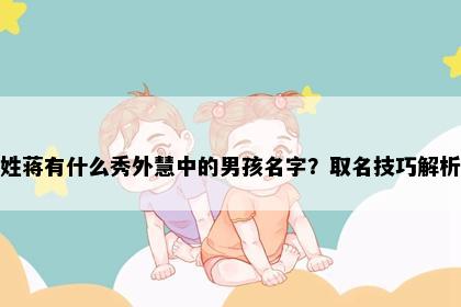 姓蒋有什么秀外慧中的男孩名字？取名技巧解析