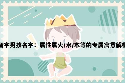 智字男孩名字：属性属火/水/木等的专属寓意解析