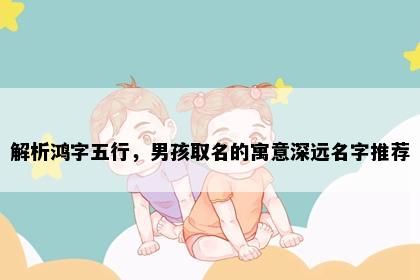 解析鸿字五行，男孩取名的寓意深远名字推荐