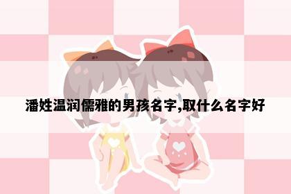 潘姓温润儒雅的男孩名字,取什么名字好