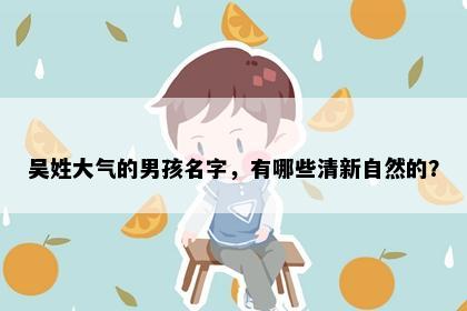 吴姓大气的男孩名字，有哪些清新自然的？