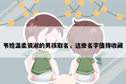 韦姓温柔贤淑的男孩取名，这些名字值得收藏